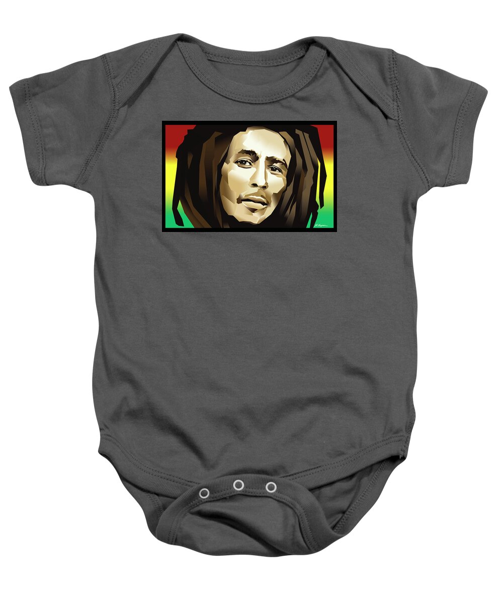 Bob Marley Digital Art Baby Onesie featuring the digital art Bob Marley by Marlene Kupau