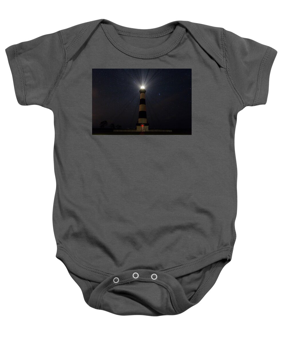 Photosbymch Baby Onesie featuring the photograph Bodie Light on a Starry Night by M C Hood