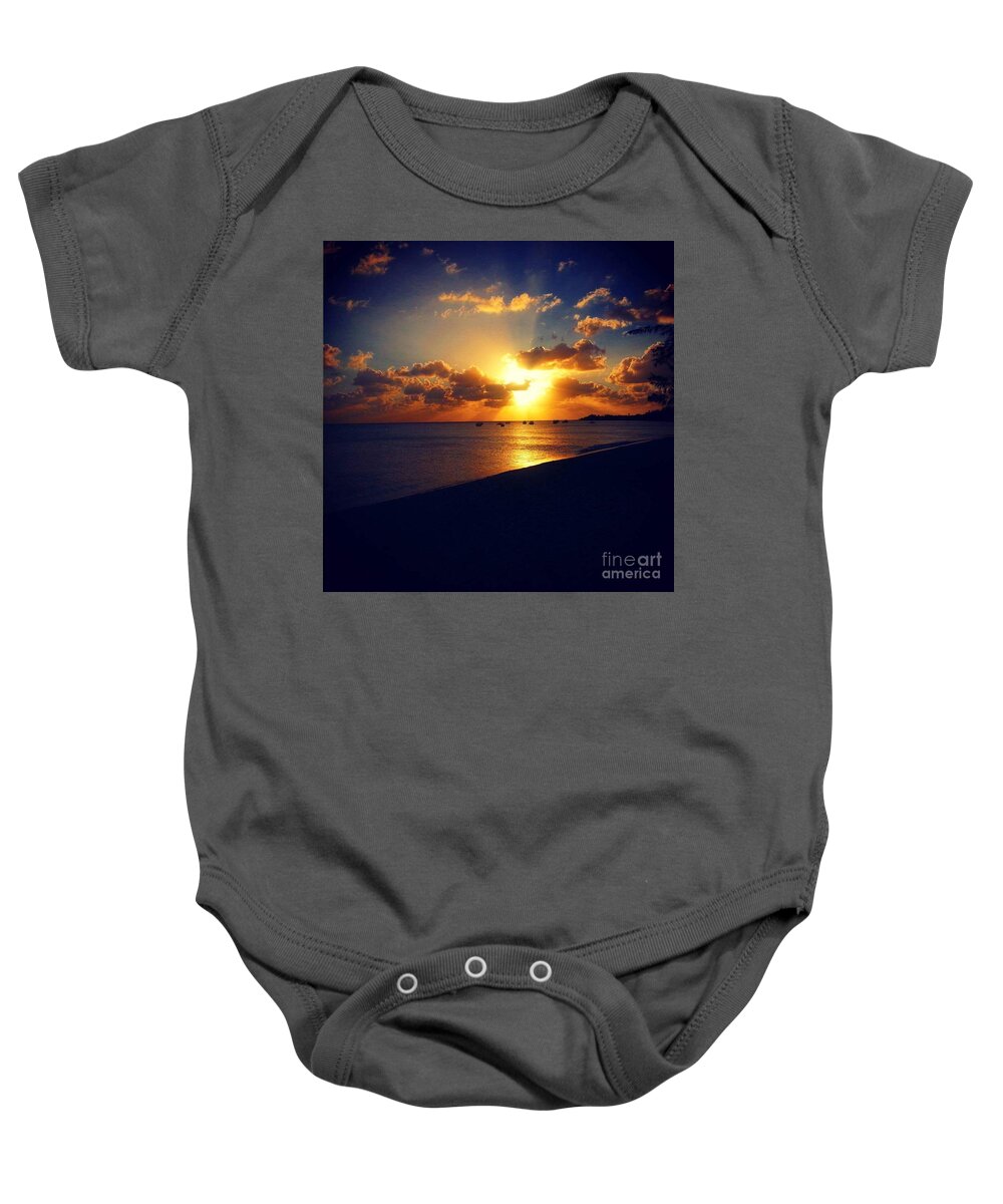 Water Baby Onesie featuring the photograph Boggy Sand Sunset 4 by Jerome Wilson