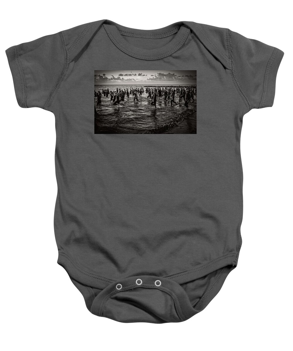 Landscape Baby Onesie featuring the photograph Bone Island Triathletes by Joe Shrader