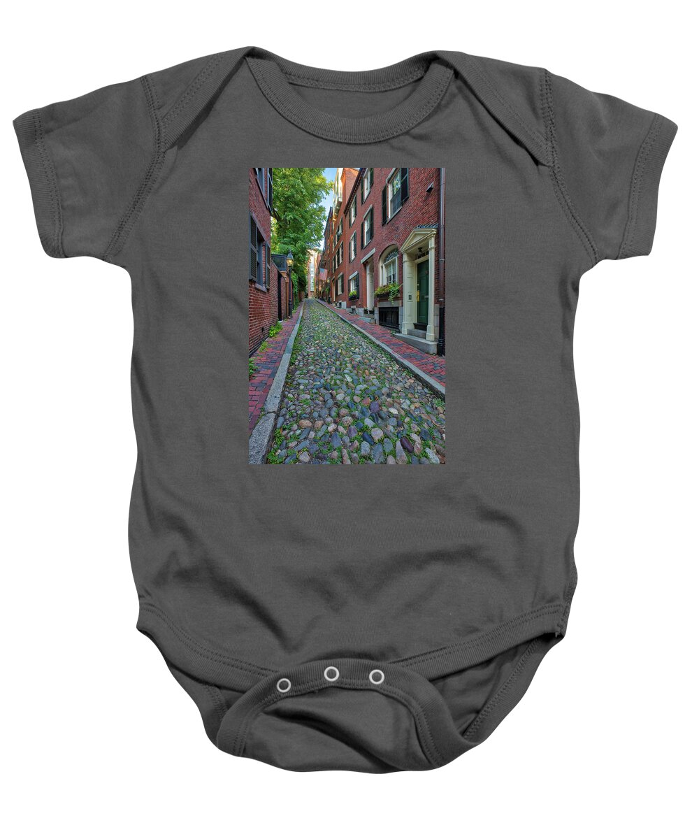 Acorn Street Baby Onesie featuring the photograph Boston Beacon Hill Acorn Street by Juergen Roth