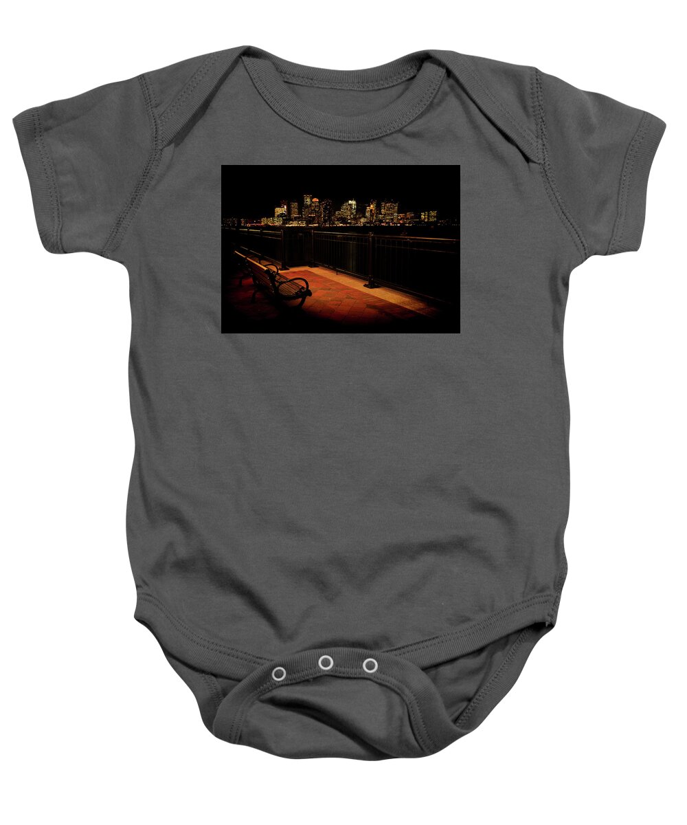 Boston Baby Onesie featuring the photograph Boston Lamplight by Rob Davies