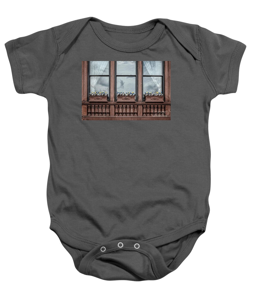 April Baby Onesie featuring the photograph Boston Strong Window Boxes by Edward Fielding