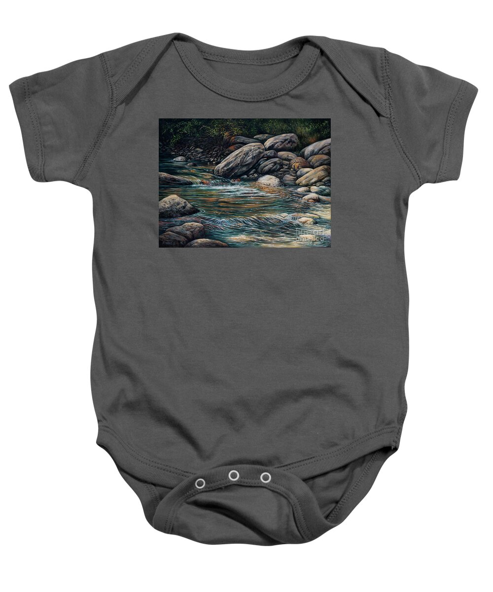 Landscape Baby Onesie featuring the painting Boulders at Jemez by Ricardo Chavez-Mendez