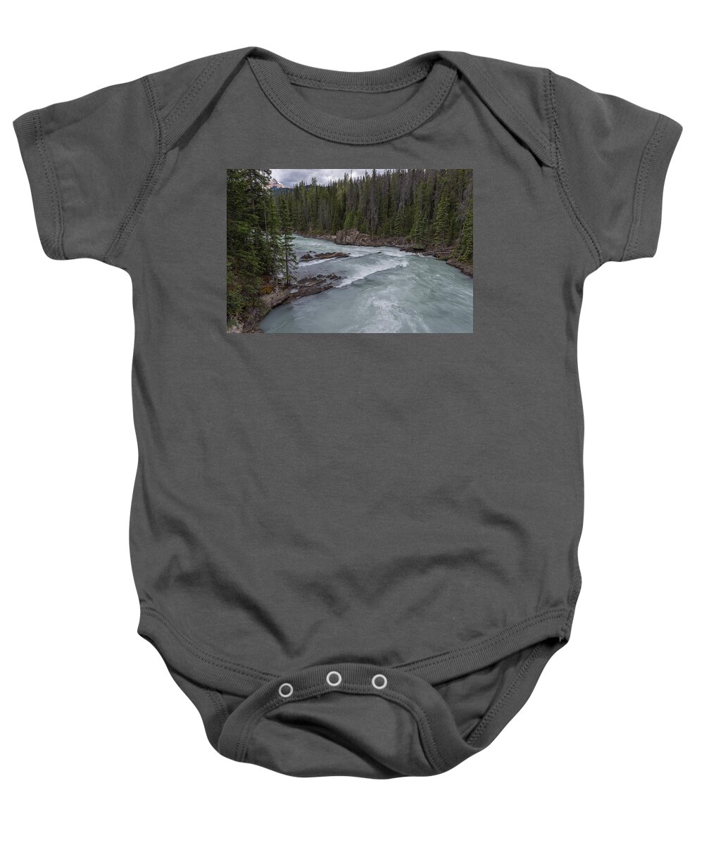 Banff Baby Onesie featuring the photograph Bow River rapids by John Johnson