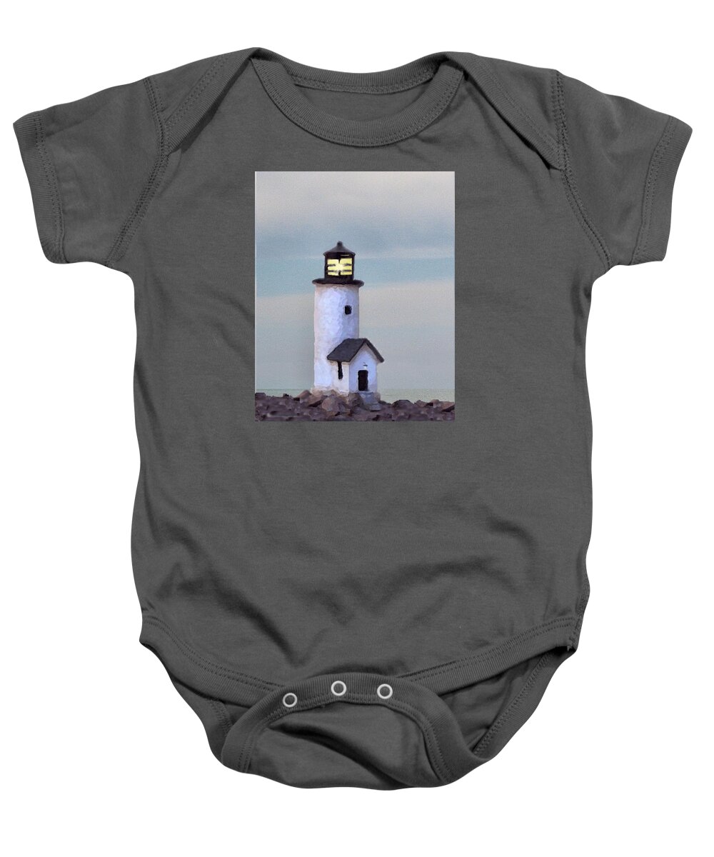 Nantucket Baby Onesie featuring the digital art Brant Point Impression by Lin Grosvenor