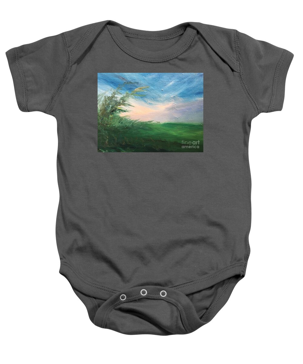 North Wind Baby Onesie featuring the painting Breeze by Trilby Cole