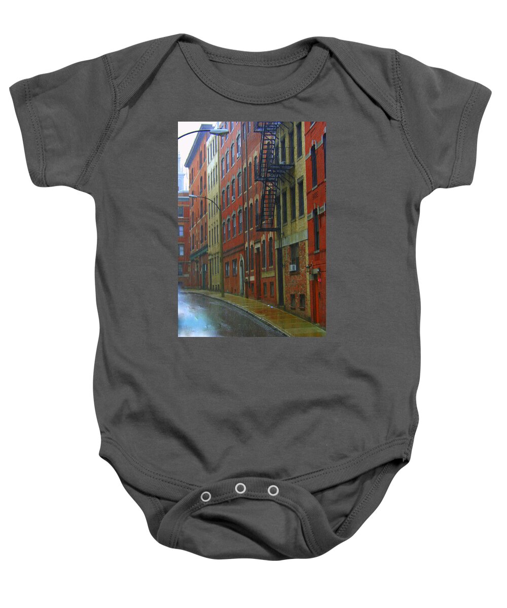 Cityscape Baby Onesie featuring the photograph Bricks by Julie Lueders 