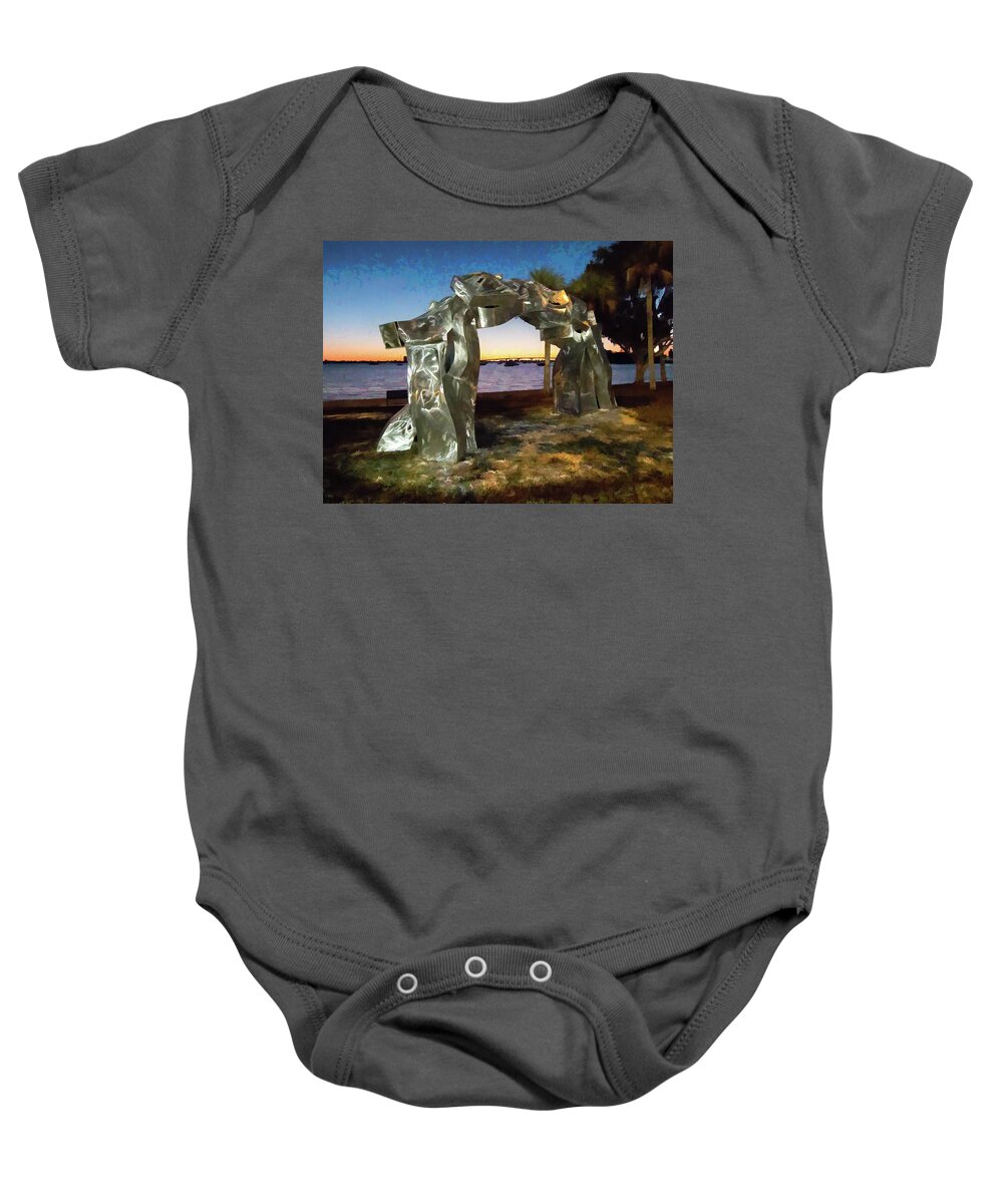 Ruth Baby Onesie featuring the photograph Bridge Under Arch by Richard Goldman