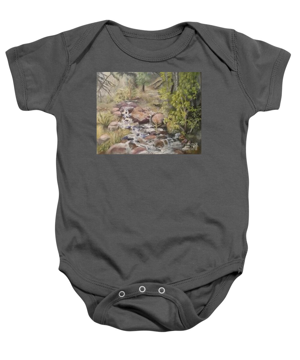 Brook Baby Onesie featuring the painting Brook by Saundra Johnson