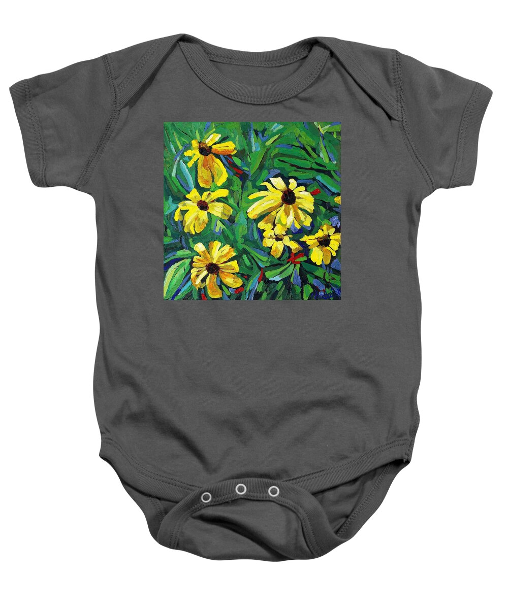 1746 Baby Onesie featuring the painting Brown-eyed Susans by Phil Chadwick