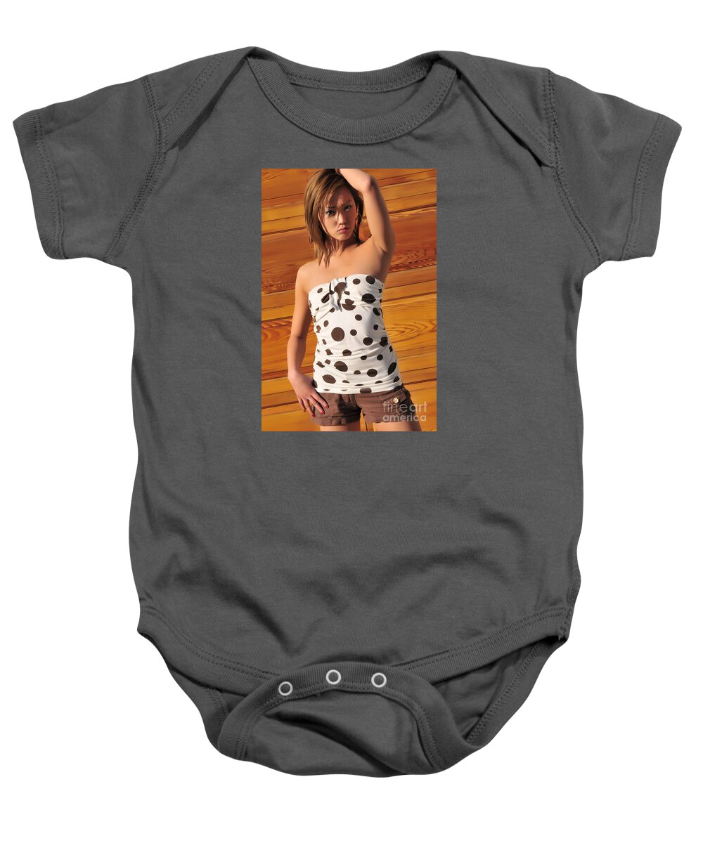 Glamour Photographs Baby Onesie featuring the photograph Brown polka dots by Robert WK Clark