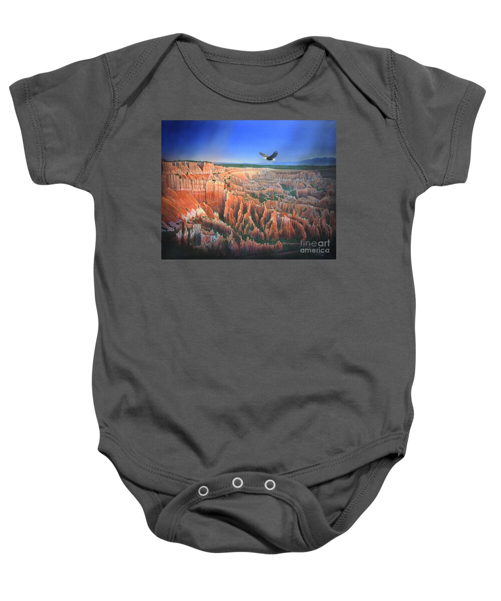Bryce Canyon National Park Baby Onesie featuring the painting Bryce Point by Jerry Bokowski