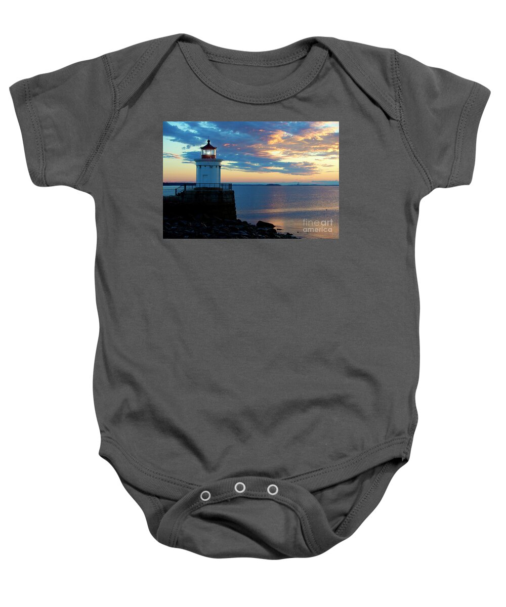 Lighthouse Baby Onesie featuring the photograph Bug Light, Portland Maine by Diane Diederich