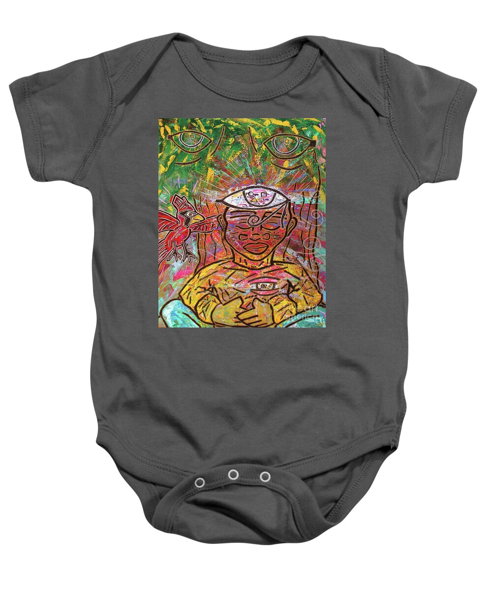 Painting Baby Onesie featuring the painting By The Bodhi Tree by Odalo Wasikhongo