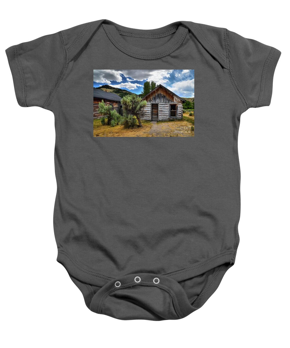 Cabin Baby Onesie featuring the photograph Cabin in the Sagebrush by Lauren Leigh Hunter Fine Art Photography