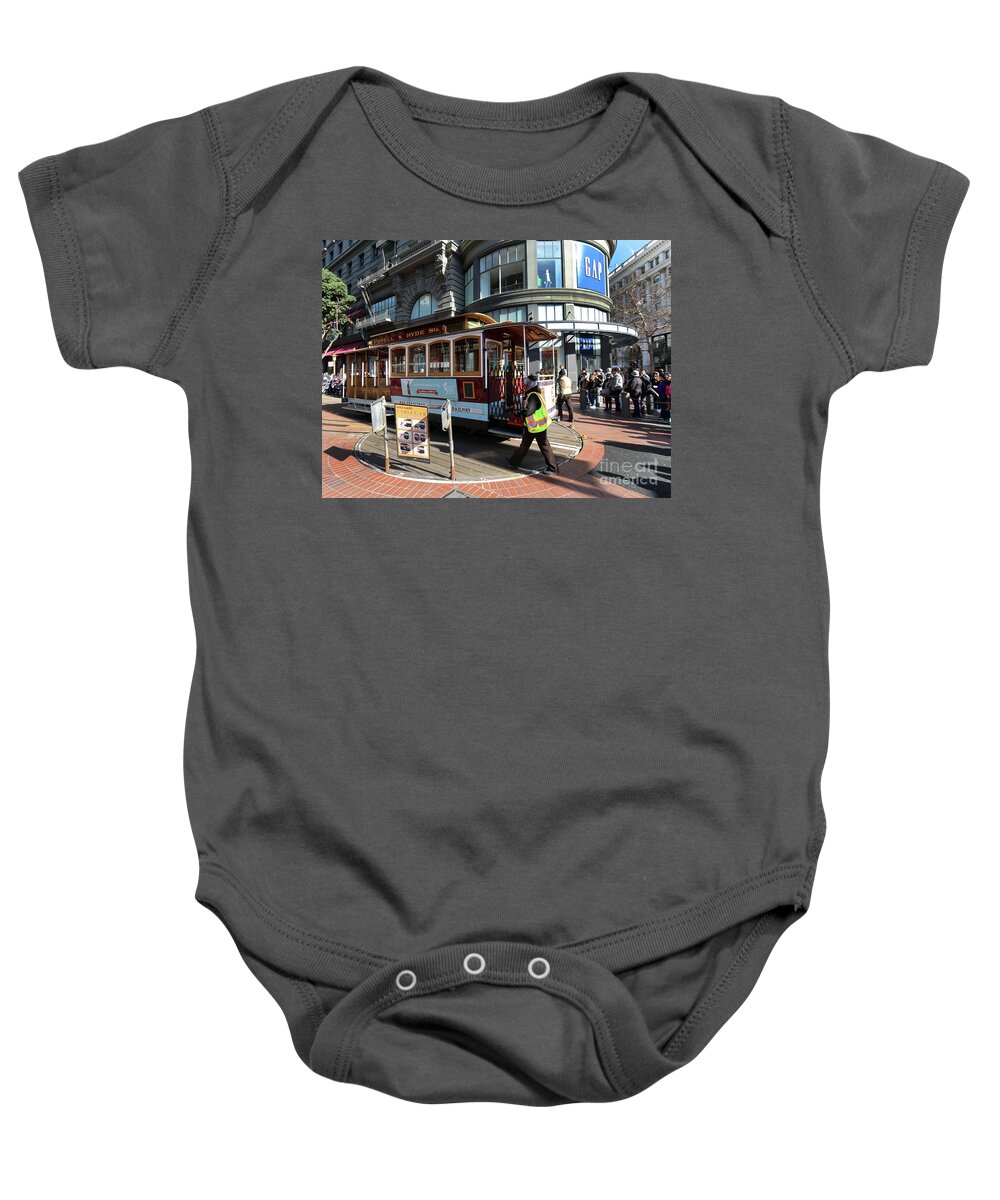 Cable Car Baby Onesie featuring the photograph Cable Car at Union Square by Steven Spak