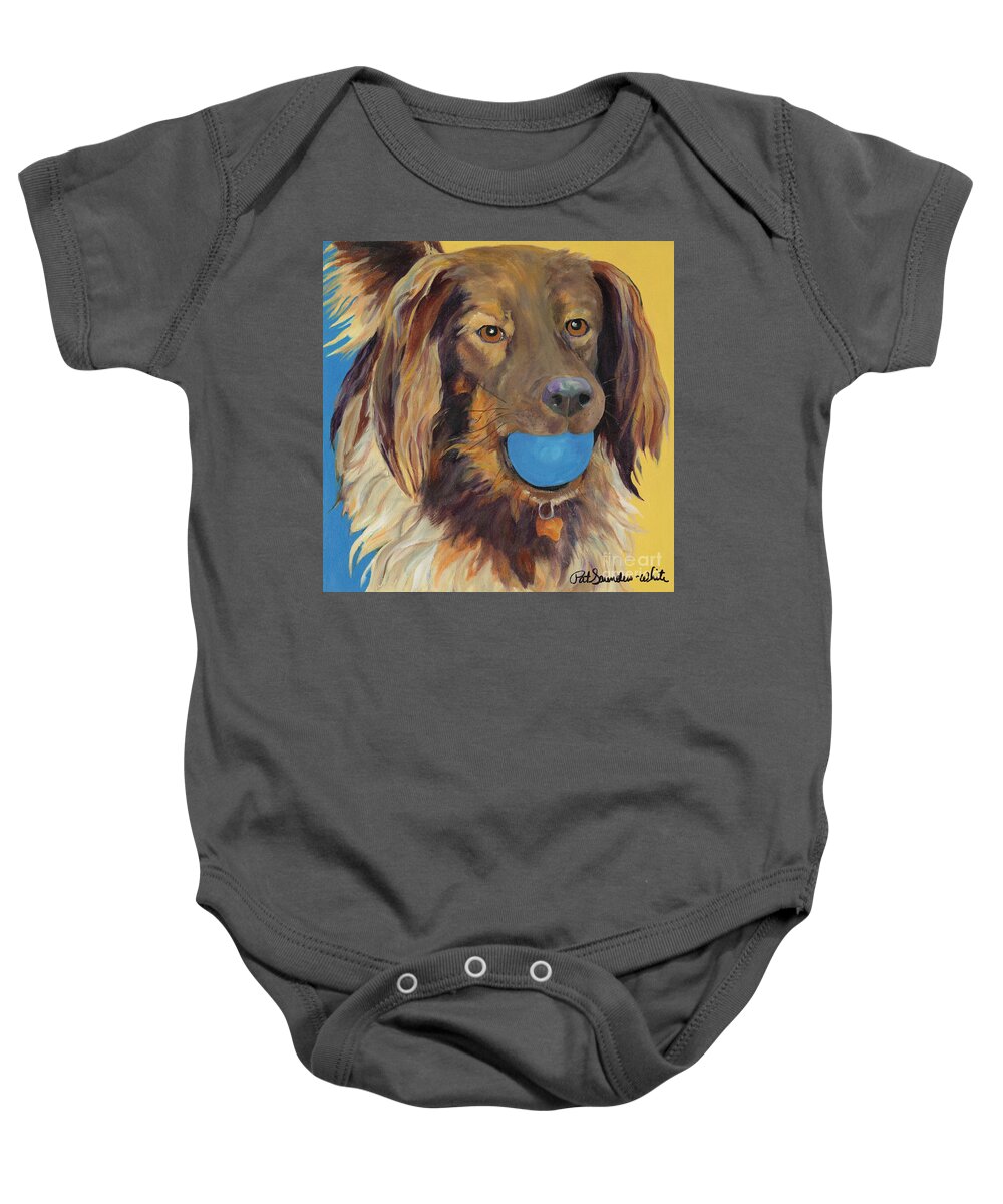 Dog Art Baby Onesie featuring the painting Caleigh by Pat Saunders-White