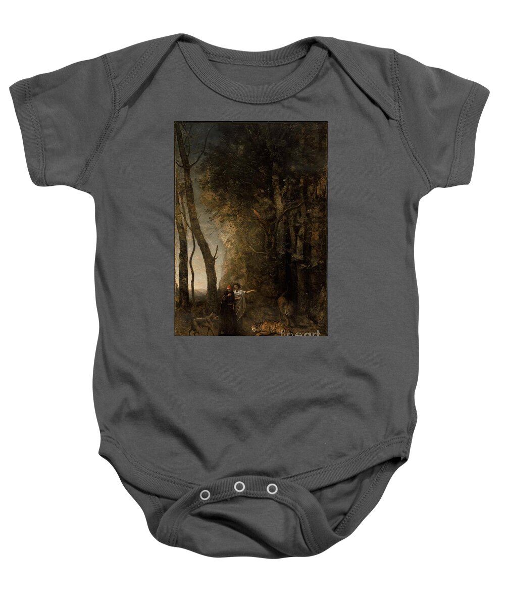 Dante And Virgil 1859 Jean-baptiste-camille Corot (french Baby Onesie featuring the painting Camille Corot by MotionAge Designs