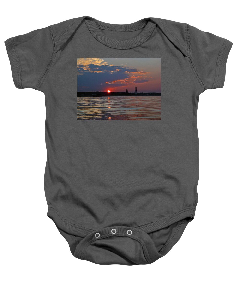 Cape Henry Lighthouses Baby Onesie featuring the photograph Cape Henry Sunset by Don Mercer
