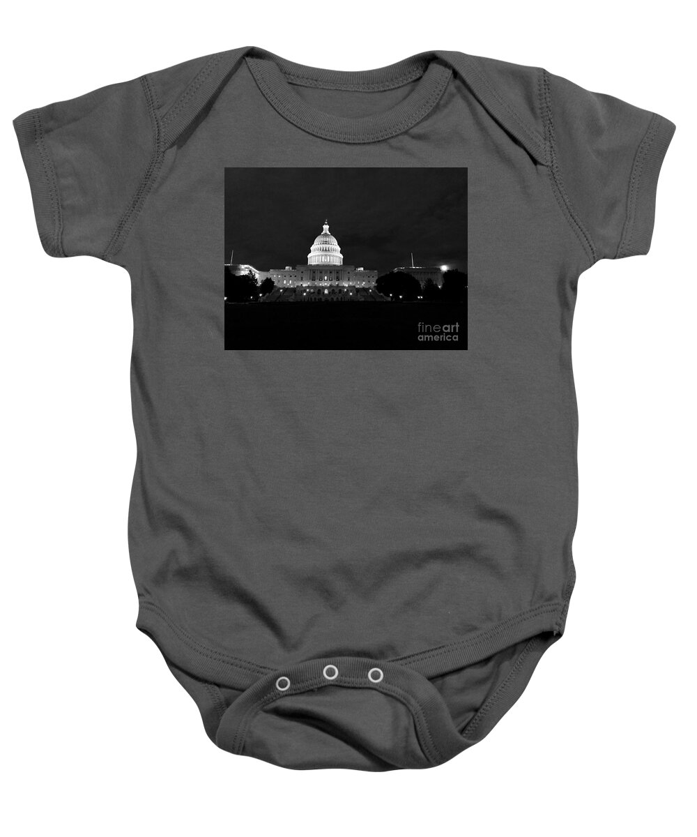 Dc Baby Onesie featuring the photograph Capital Moon by Dennis Richardson