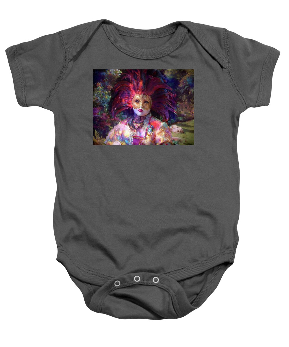 Carnival Baby Onesie featuring the mixed media Carnaval Character 2 by Lilia S