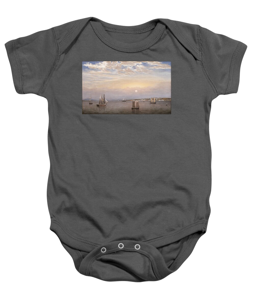 Fitz Henry Lane Baby Onesie featuring the painting Castine Harbor and Town by Fitz Henry Lane