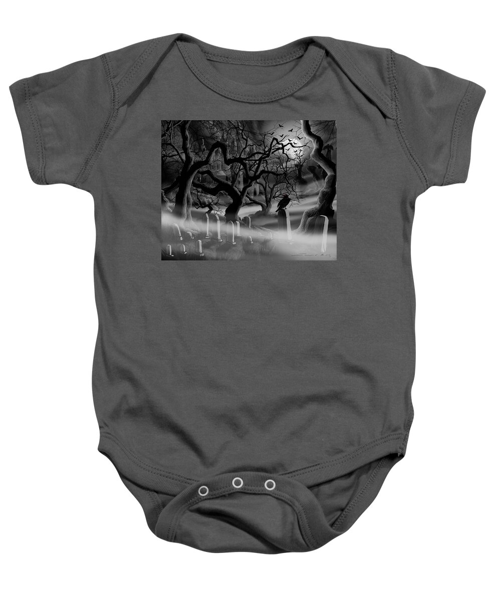 Castle Baby Onesie featuring the painting Castle Graveyard I by James Hill
