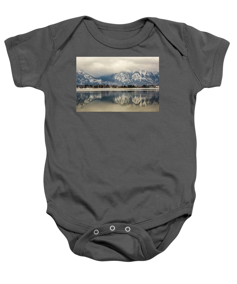 Photosbymch Baby Onesie featuring the photograph Castles of Hohenscwangau over the Forggensee by M C Hood