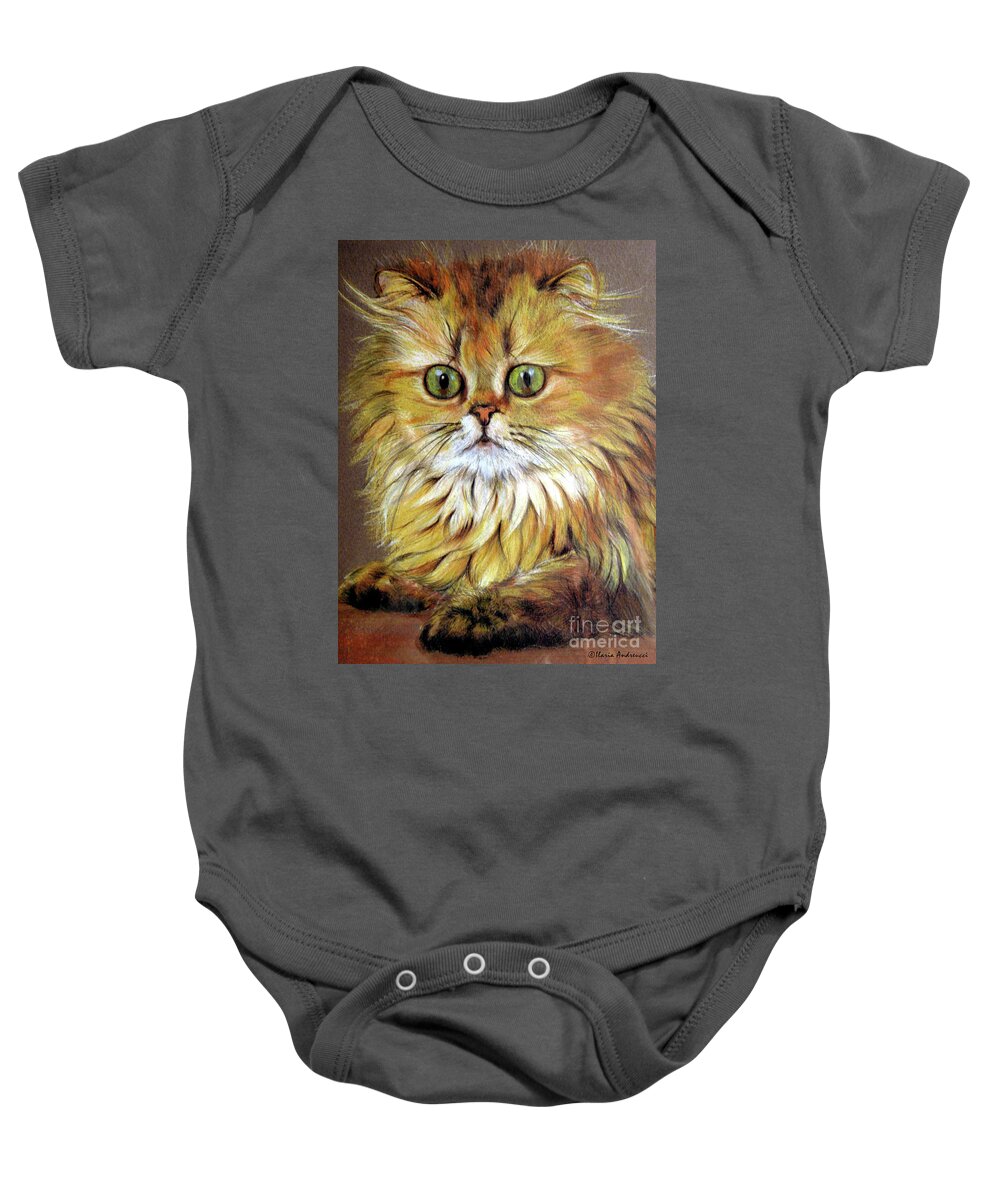 Cat Baby Onesie featuring the drawing Cat by Ilaria Andreucci
