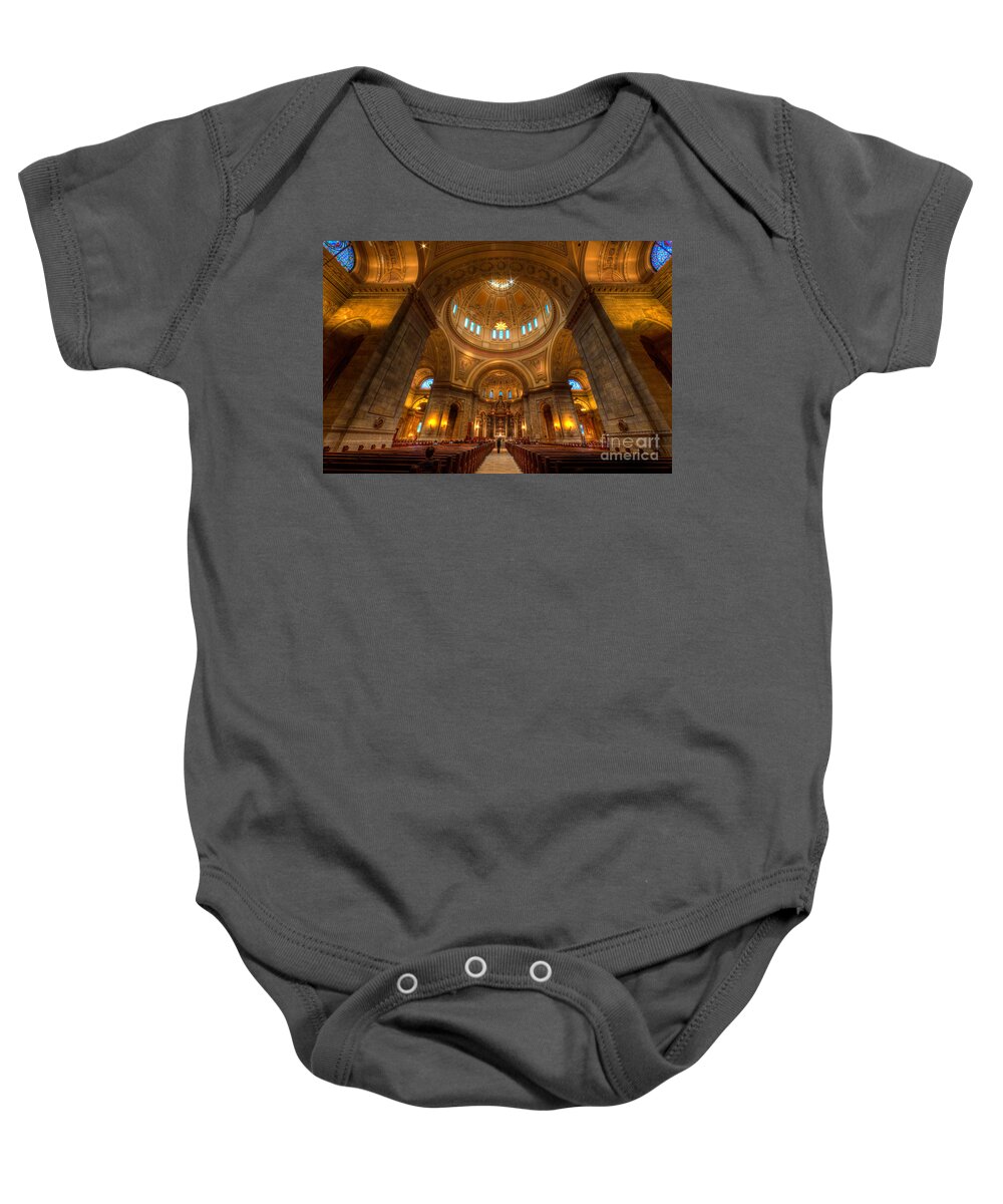 Architecture Baby Onesie featuring the photograph Cathedral of St Paul Wide Interior St Paul Minnesota by Wayne Moran
