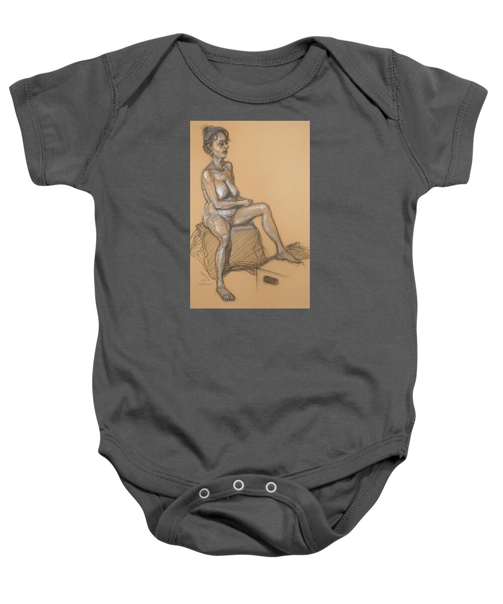 Realism Baby Onesie featuring the drawing Catherine Seated by Donelli DiMaria