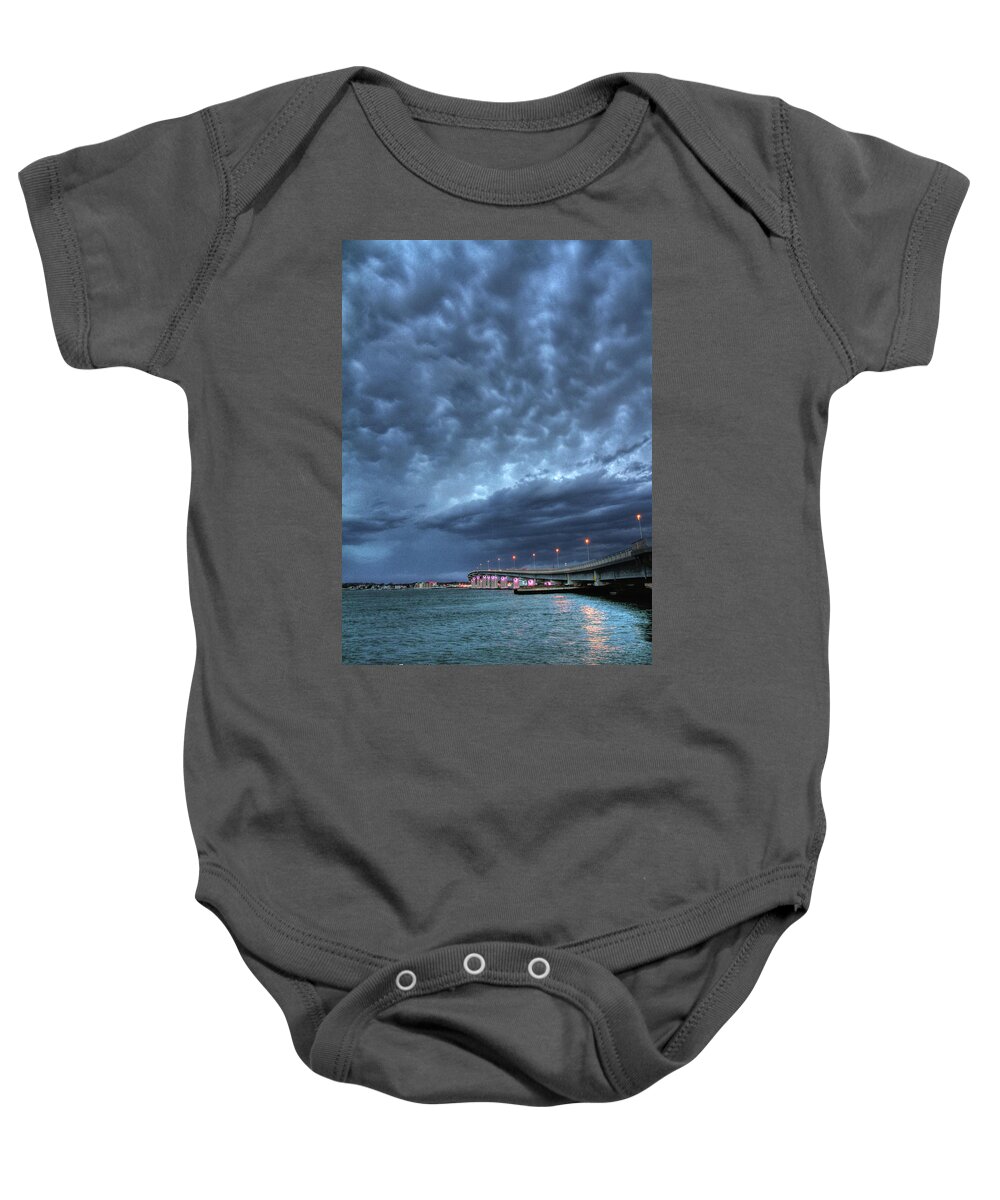 Clouds Baby Onesie featuring the photograph Causeway clouds by John Loreaux