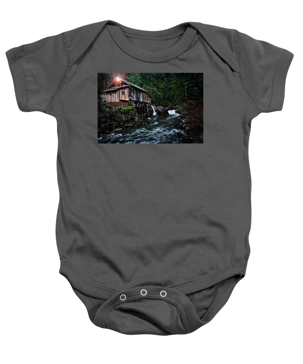 Water Baby Onesie featuring the photograph Cedar Creek Grist Mill by John Christopher