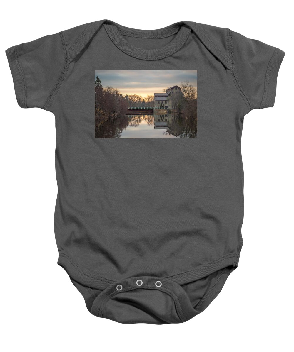 Cedarburg Baby Onesie featuring the photograph Cedarburg Mill by James Meyer