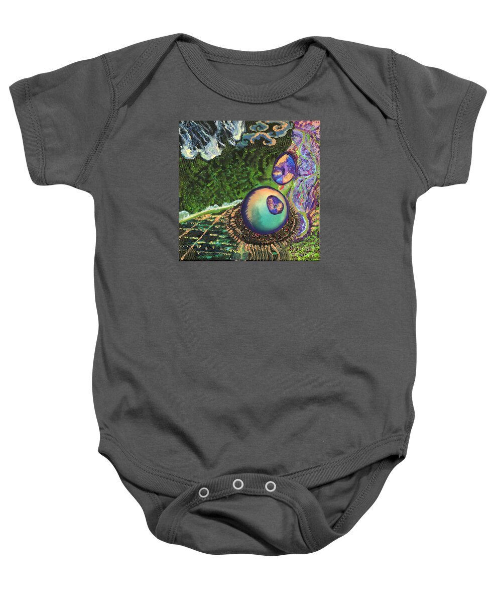 Human Baby Onesie featuring the painting Cell Interior Microbiology Landscapes Series by Emily McLaughlin