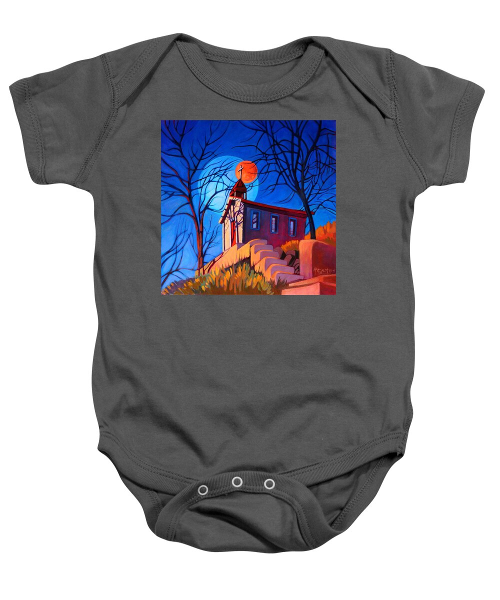 Old Baby Onesie featuring the painting Chapel on the Hill by Art West