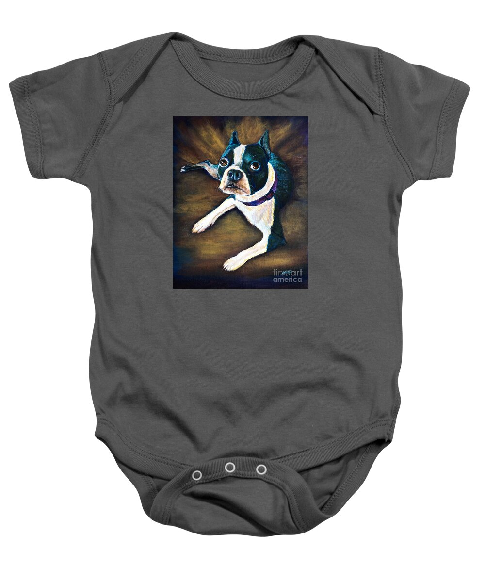 Pet Baby Onesie featuring the painting Charles by AnnaJo Vahle