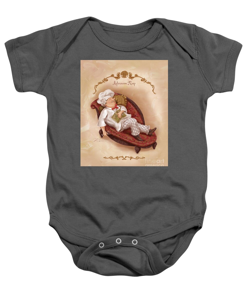 Chef Baby Onesie featuring the mixed media Chefs on a Break-Afternoon Nap by Shari Warren