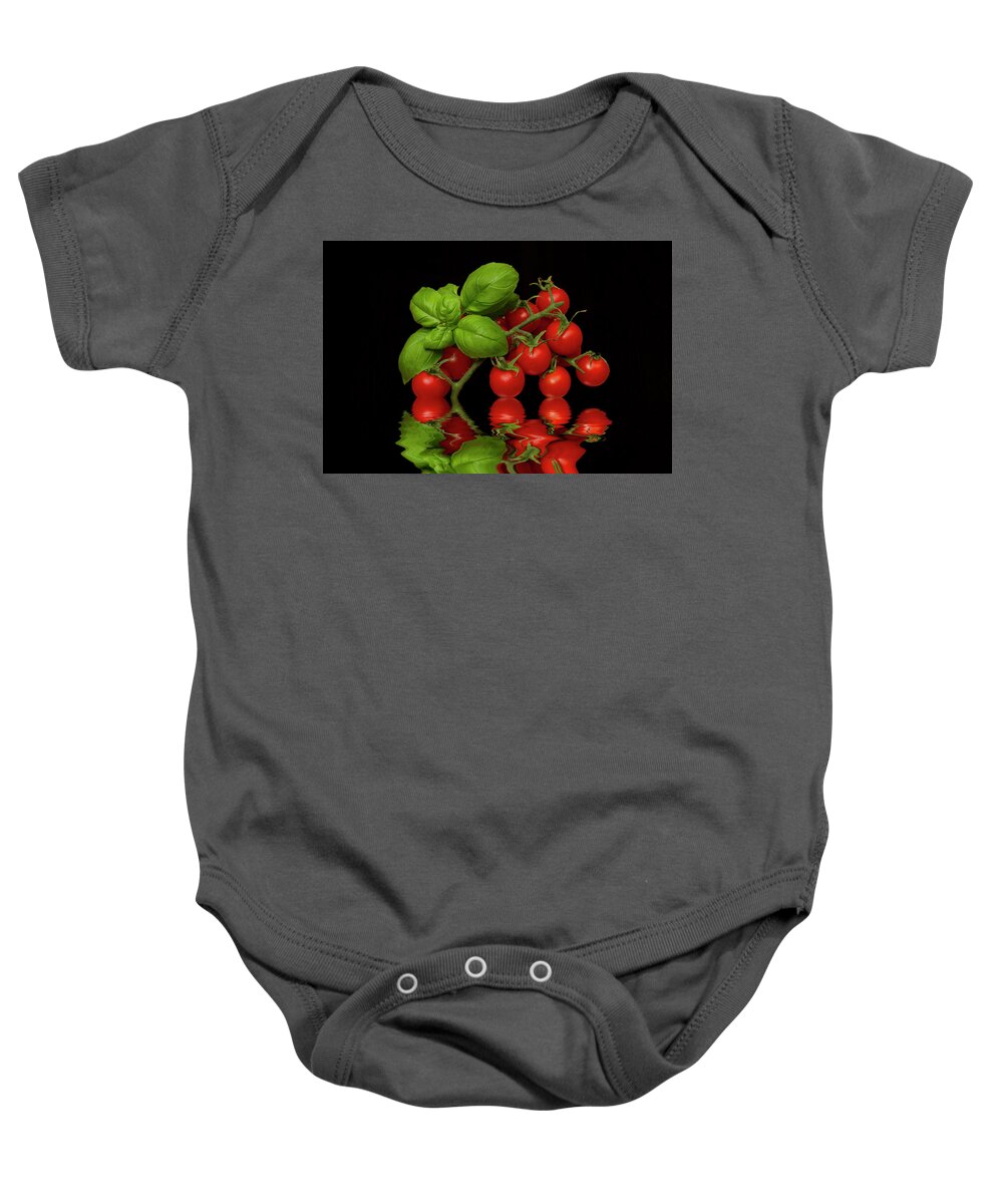 Basil Baby Onesie featuring the photograph Cherry Tomatoes and Basil by David French