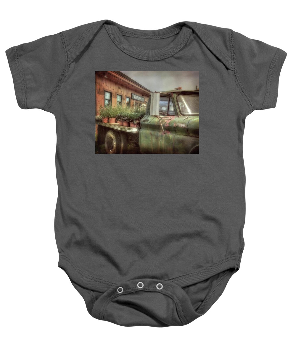 Antique Truck Baby Onesie featuring the photograph Chevy C 30 Pickup Truck - Colby Farm by Joann Vitali