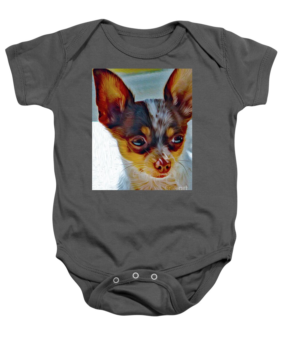 Animal Baby Onesie featuring the painting Chi Beauty by DB Hayes