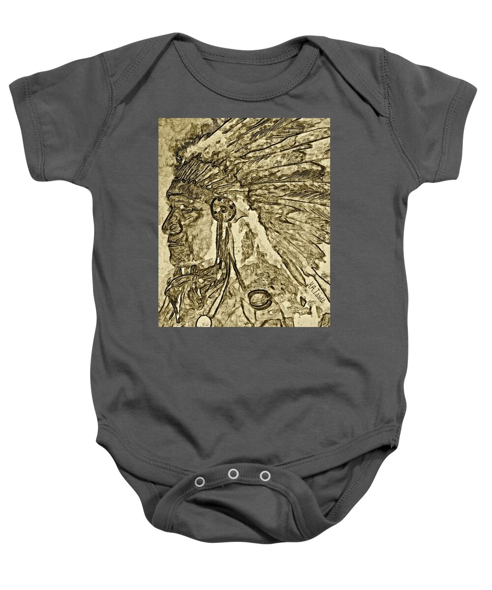 Native American Baby Onesie featuring the digital art Chief by Humphrey Isselt