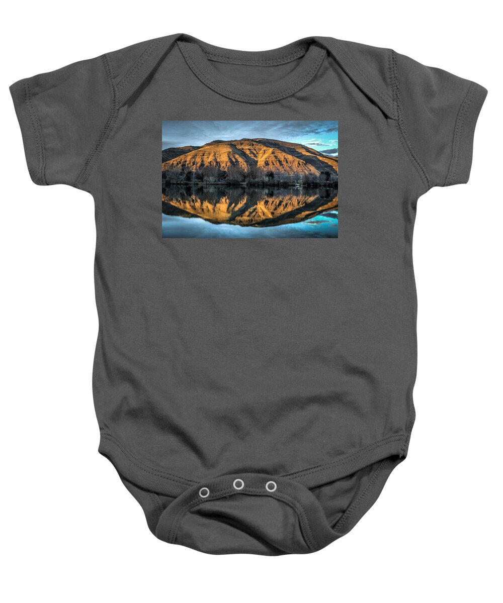 Reflection Baby Onesie featuring the photograph Chief Timothy Reflection by Brad Stinson