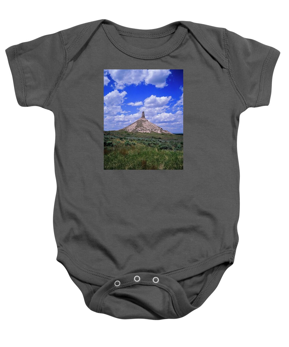 Chimney Rock Baby Onesie featuring the photograph Chimney Rock by Robert Potts