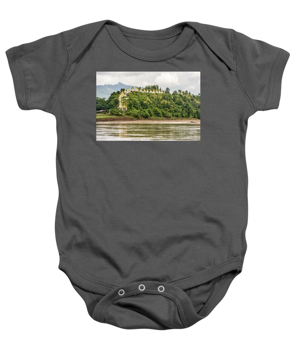 Landscape Baby Onesie featuring the photograph Chindwin Stupas by Werner Padarin