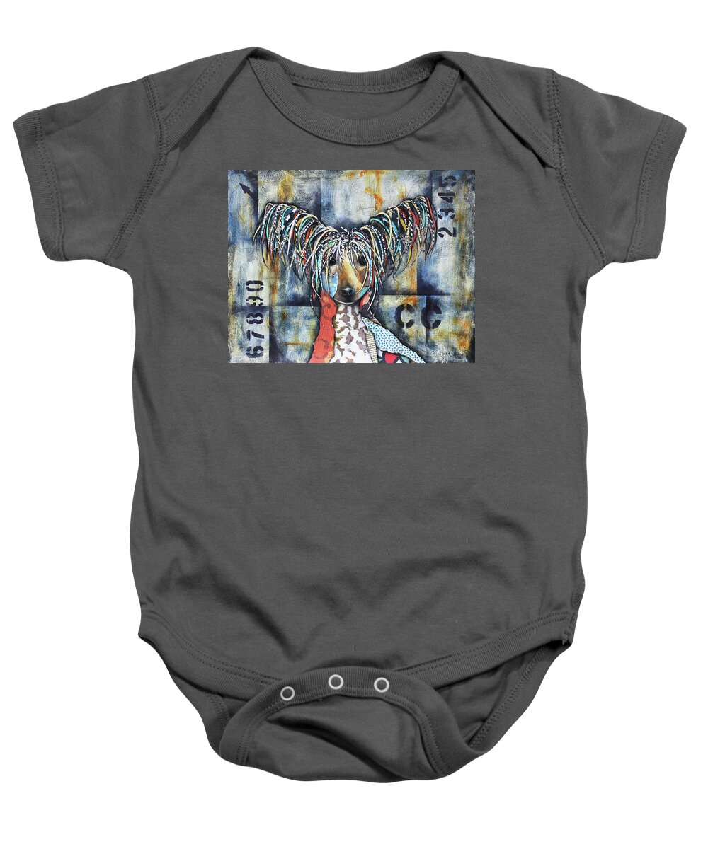 Chinese Crested Baby Onesie featuring the mixed media Chinese Crested by Patricia Lintner