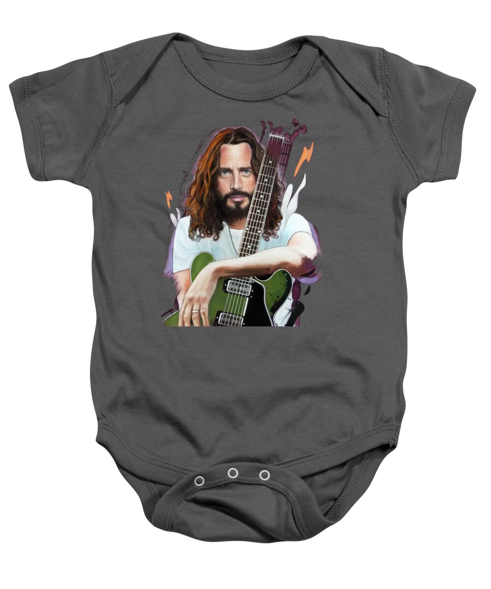 Chris Cornell Baby Onesie featuring the pastel Chris Cornell by Melanie D