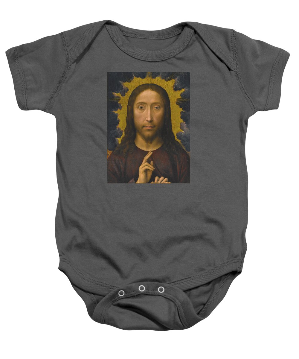 Hans Memling Baby Onesie featuring the painting Christ Blessing by Hans Memling