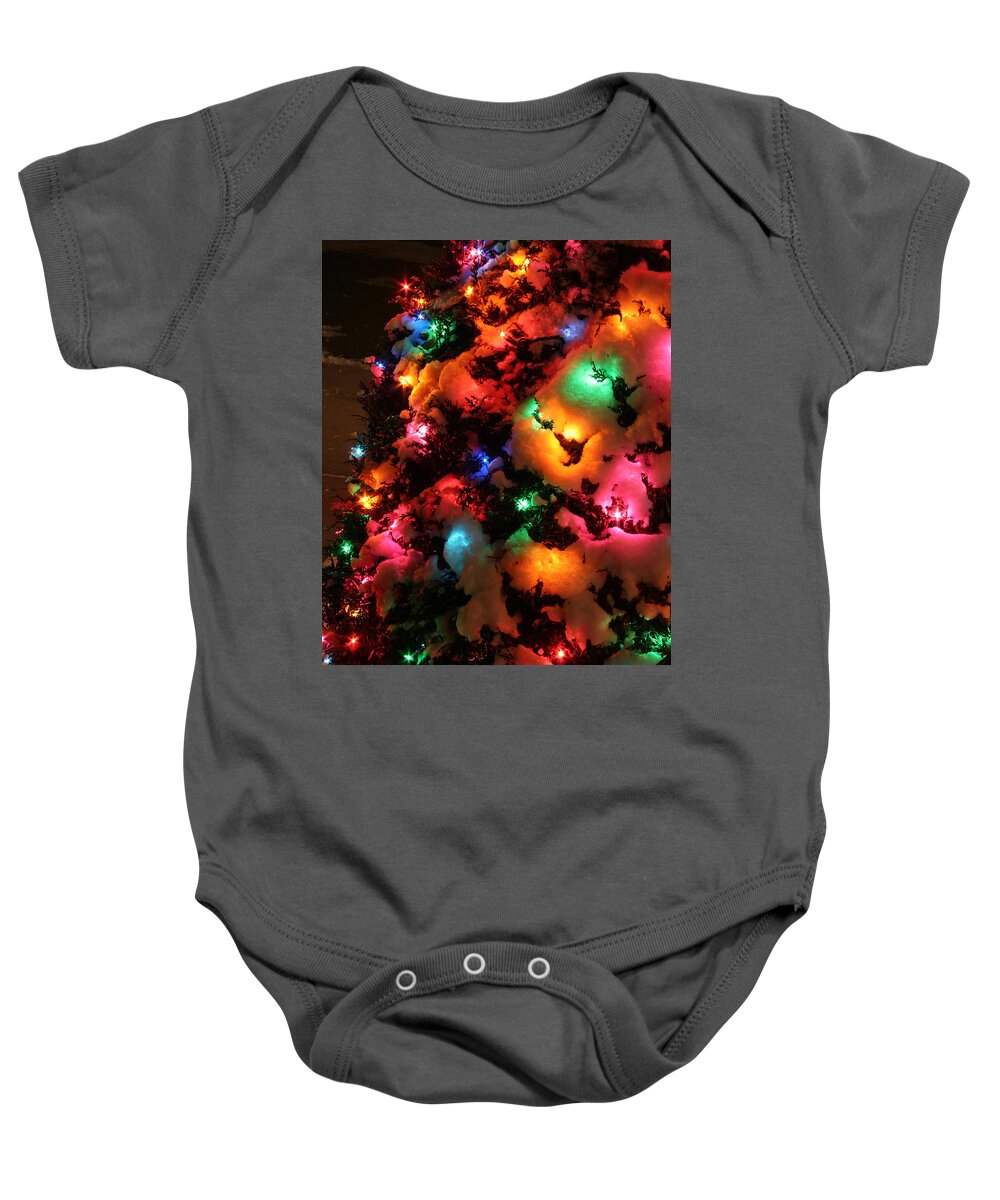 Twas The Night Before Christmas Baby Onesie featuring the photograph Christmas Lights ColdPlay by Wayne Moran